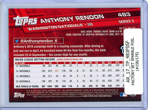 Anthony Rendon 2017 Topps #483 Factory Set Sparkle Foil (#156/175)