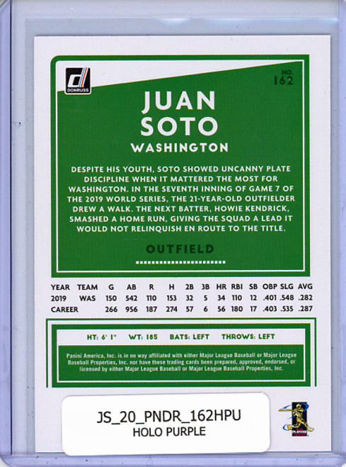 Juan Soto 2020 Donruss #162 Holo Purple