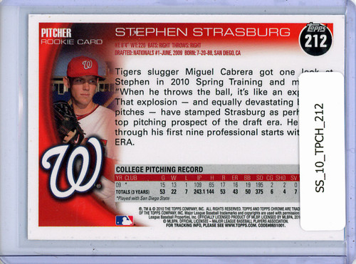 Stephen Strasburg 2010 Topps Chrome #212