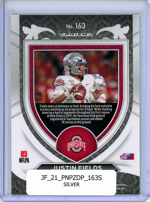 Justin Fields 2021 Prizm Draft Picks #163 Crusade Silver