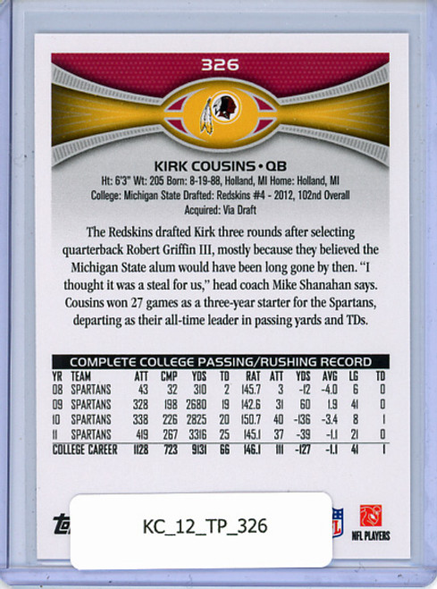 Kirk Cousins 2012 Topps #326