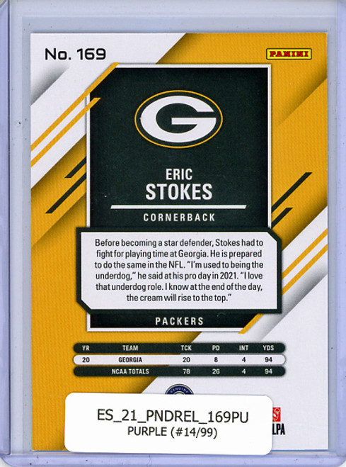 Eric Stokes 2021 Donruss Elite #169 Purple (#14/99)