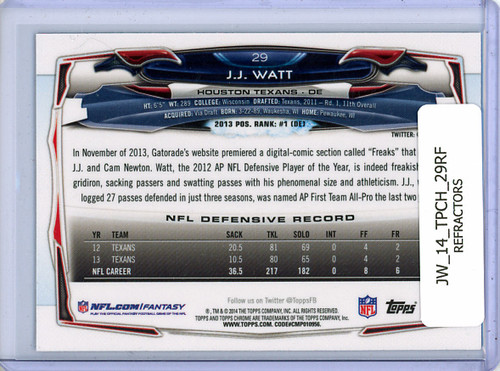 J.J. Watt 2014 Topps Chrome #29 Refractors