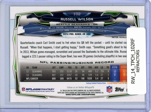 Russell Wilson 2014 Topps Chrome #102 Refractors