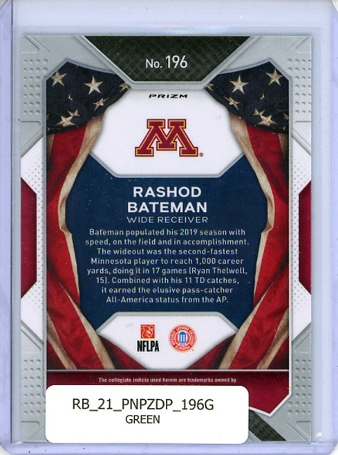 Rashod Bateman 2021 Prizm Draft Picks #196 All-Americans Green