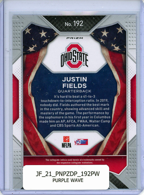 Justin Fields 2021 Prizm Draft Picks #192 All-Americans Purple Wave