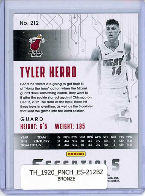 Tyler Herro 2019-20 Chronicles, Essentials #212 Bronze