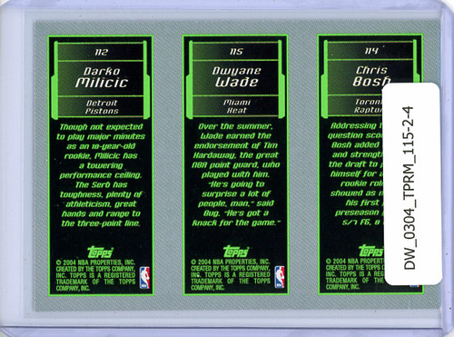 Chris Bosh, Dwyane Wade, Darko Milicic 2003-04 Rookie Matrix #114-115-112