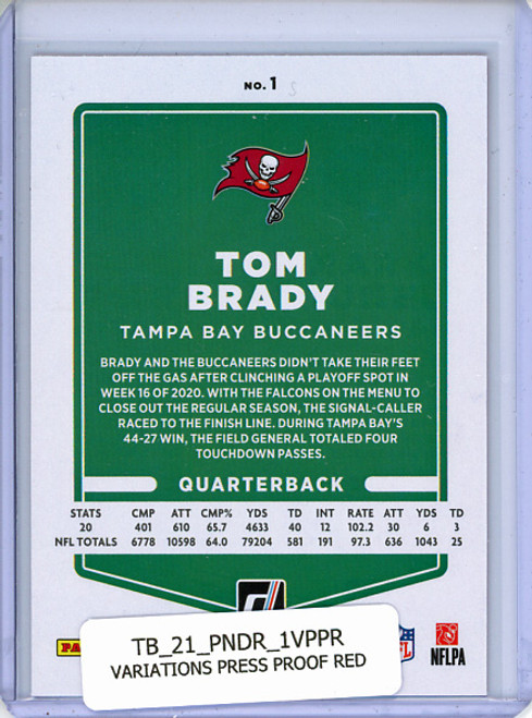 Tom Brady 2021 Donruss #1 Variations Press Proof Red