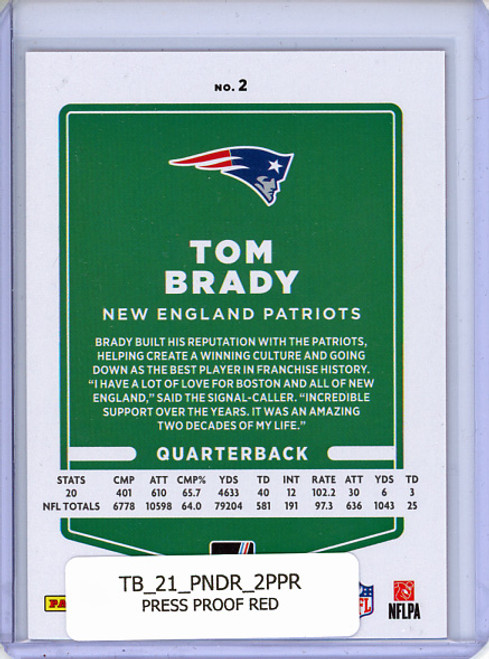 Tom Brady 2021 Donruss #2 Press Proof Red