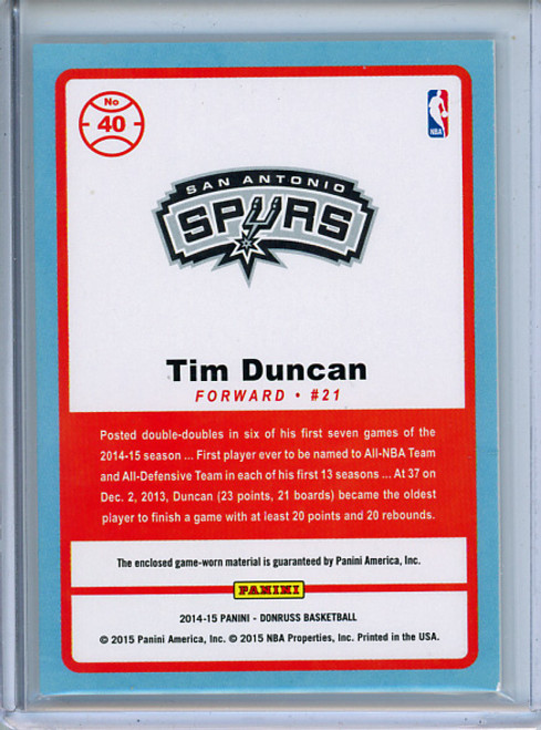 Tim Duncan 2014-15 Donruss, Game Threads #40 (1)