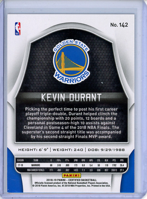 Kevin Durant 2018-19 Certified #142 Mirror Red (#060/299)