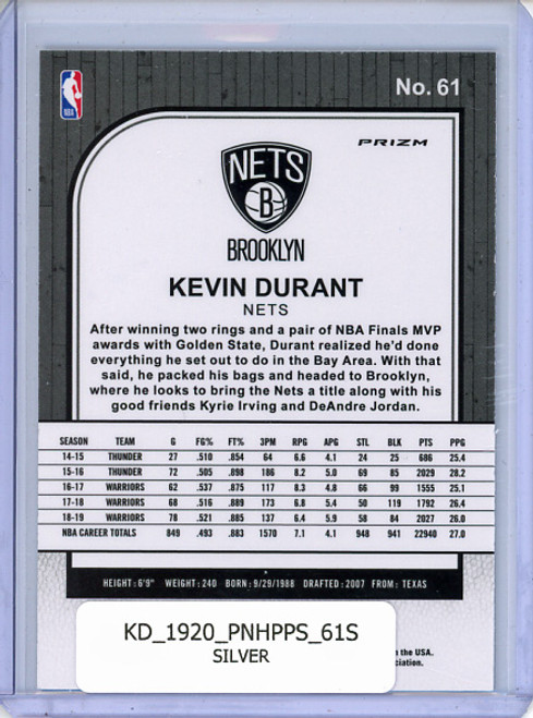 Kevin Durant 2019-20 Hoops Premium Stock #61 Silver