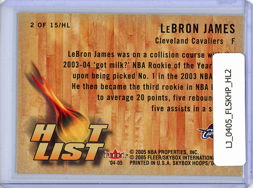 LeBron James 2004-05 Hoops, Hot List #HL2
