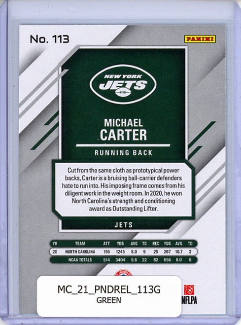 Michael Carter 2021 Donruss Elite #113 Green