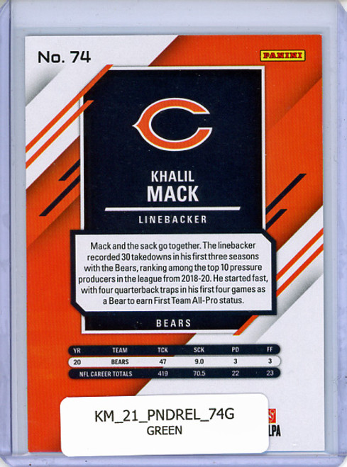 Khalil Mack 2021 Donruss Elite #74 Green