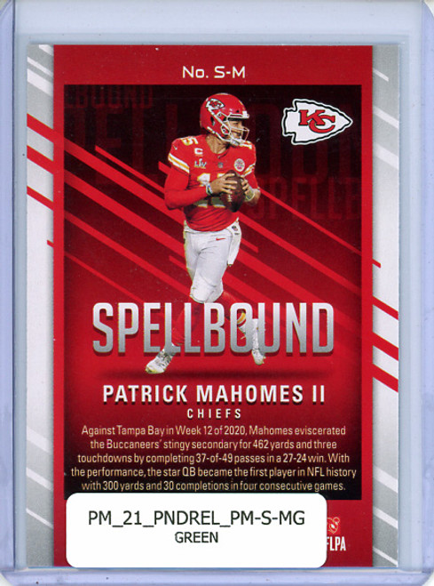 Patrick Mahomes II 2021 Donruss Elite, Spellbound #S-M Green