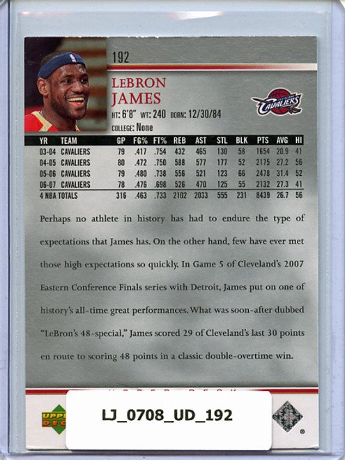 Lebron James 2007-08 Upper Deck #192