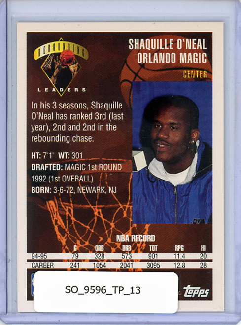 Shaquille O'Neal 1995-96 Topps #13 Rebounding Leaders