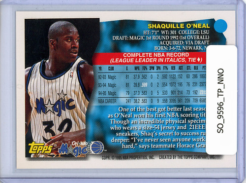 Shaquille O'Neal 1995-96 Topps, No Number Promo