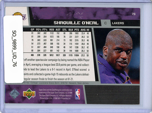 Shaquille O'Neal 1998-99 Upper Deck #76