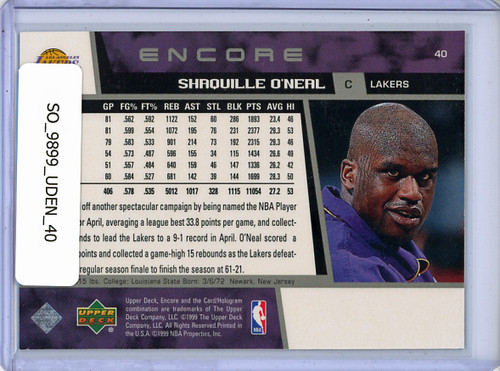 Shaquille O'Neal 1998-99 Encore #40