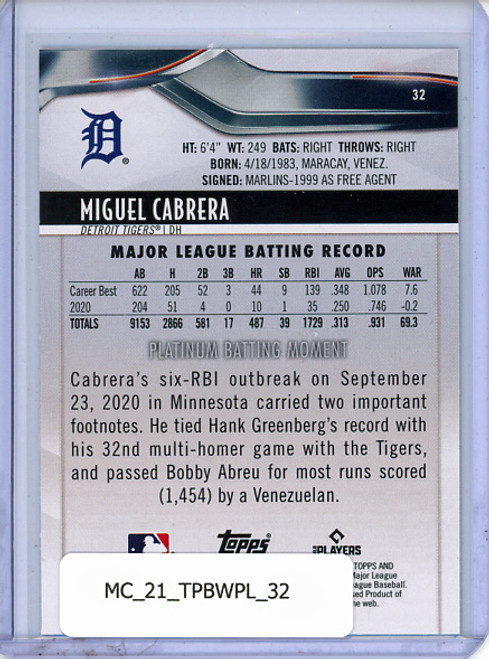 Miguel Cabrera 2021 Bowman Platinum #32