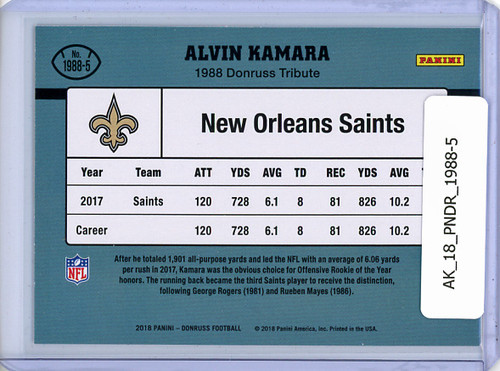 Alvin Kamara 2018 Donruss, 1988 Tribute #1988-5