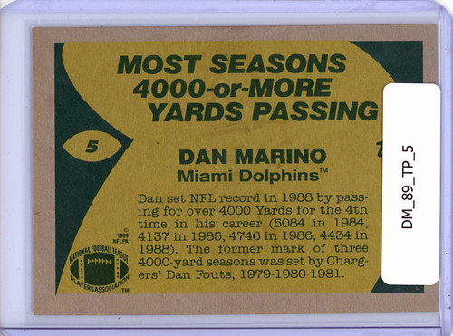 Dan Marino 1989 Topps #5 Record Breaker