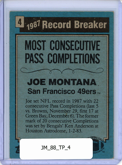 Joe Montana 1988 Topps #4 Record Breaker