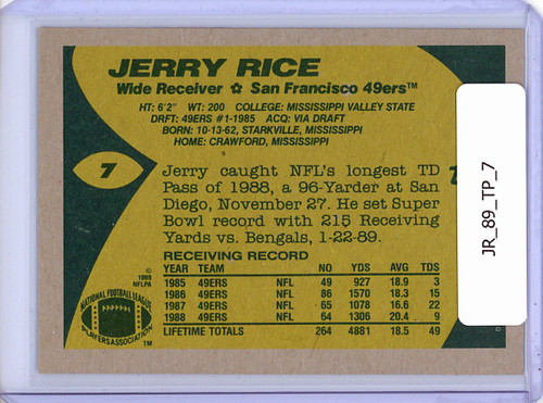 Jerry Rice 1989 Topps #7 All-Pro