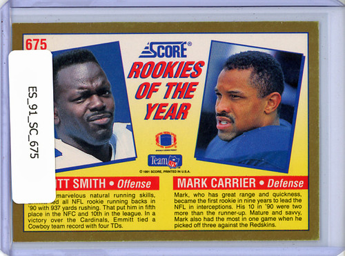 Emmitt Smith, Mark Carrier 1991 Score #675 Rookies of the Year