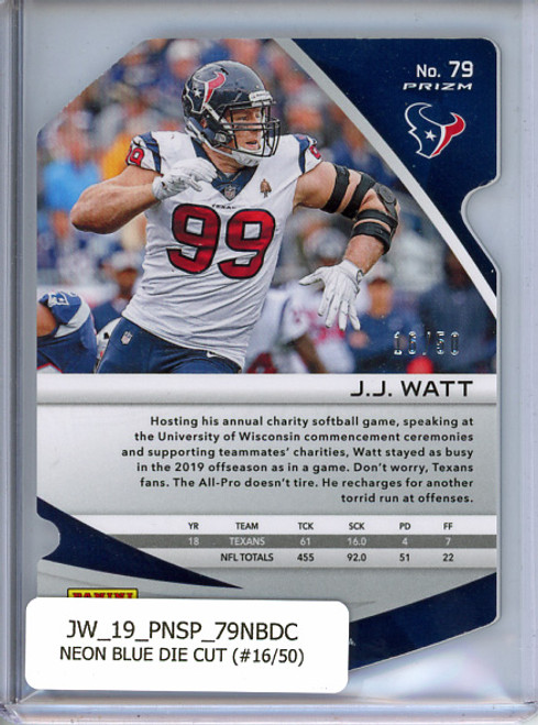 J.J. Watt 2019 Spectra #79 Neon Blue Die Cut (#16/50)