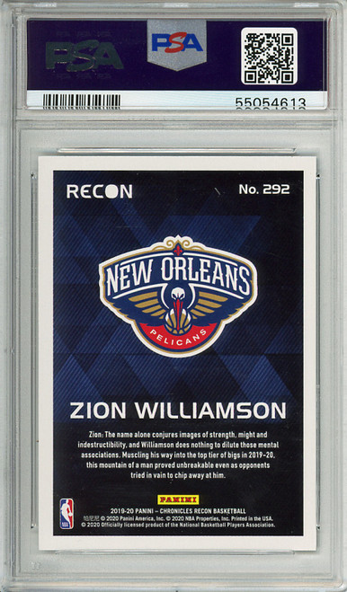 Zion Williamson 2019-20 Chronicles, Recon #292 PSA 10 Gem Mint (#55054613)