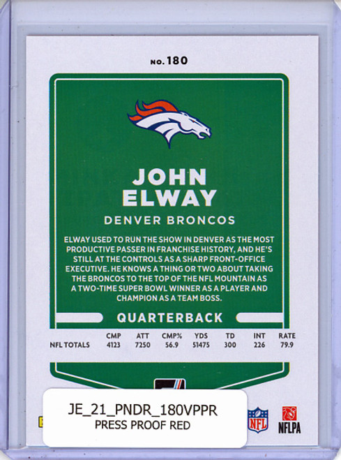 John Elway 2021 Donruss #180 Variations Press Proof Red