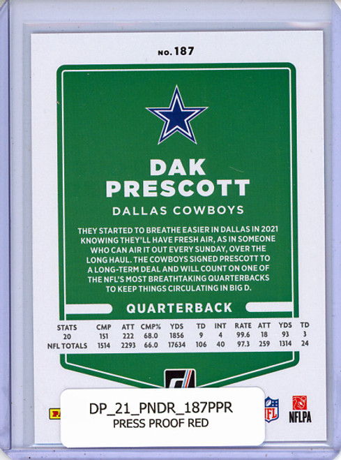 Dak Prescott 2021 Donruss #187 Press Proof Red