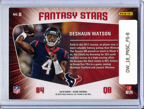 Deshaun Watson 2018 Score, Fantasy Stars #8