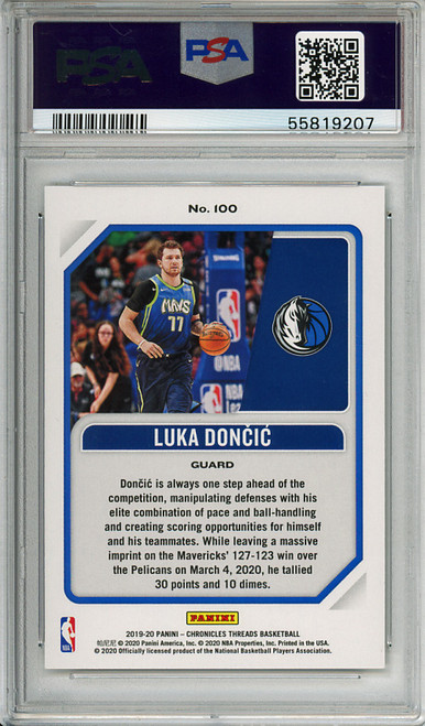 Luka Doncic 2019-20 Chronicles, Threads #100 PSA 9 Mint (#55819207)