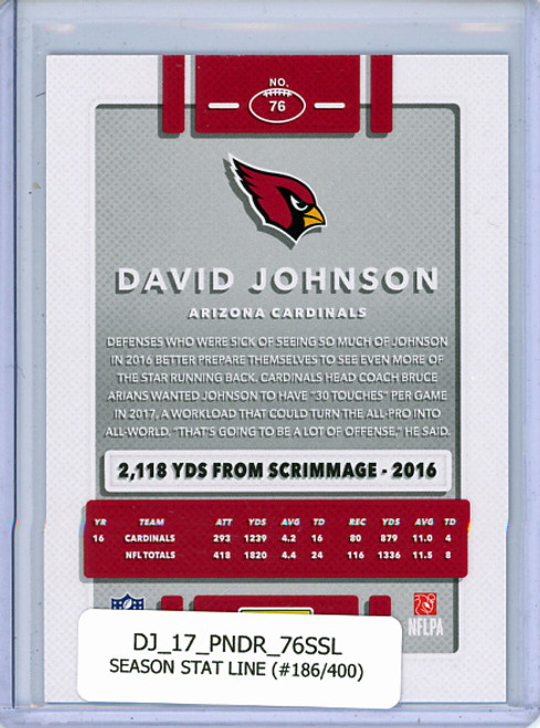 David Johnson 2017 Donruss #76 Season Stat Line (#186/400)