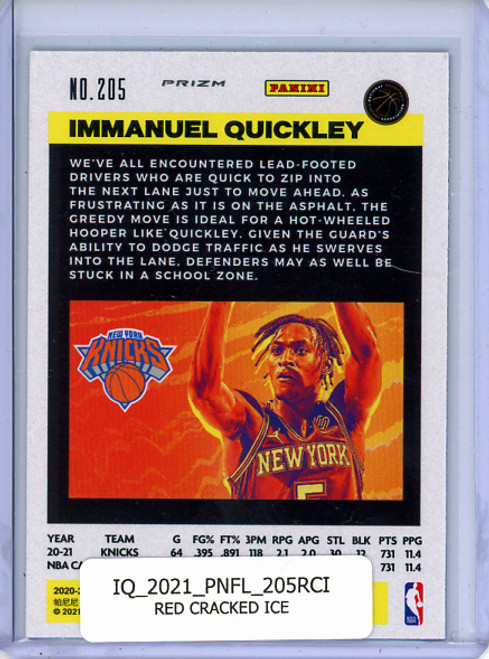 Immanuel Quickley 2020-21 Flux #205 Red Cracked Ice