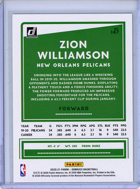 Zion Williamson 2020-21 Donruss #147 Holo Orange Laser (2)
