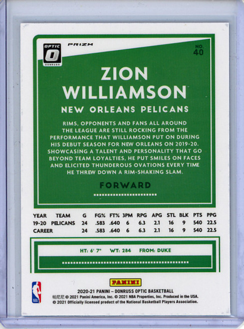 Zion Williamson 2020-21 Donruss Optic #40 Holo (1)