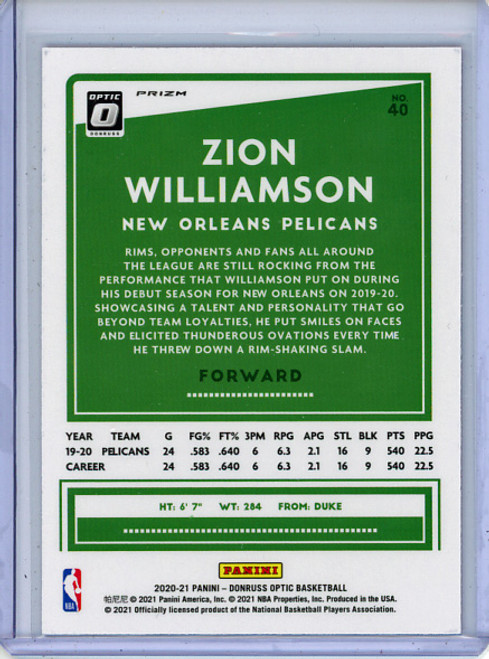 Zion Williamson 2020-21 Donruss Optic #40 Hyper Pink (1)