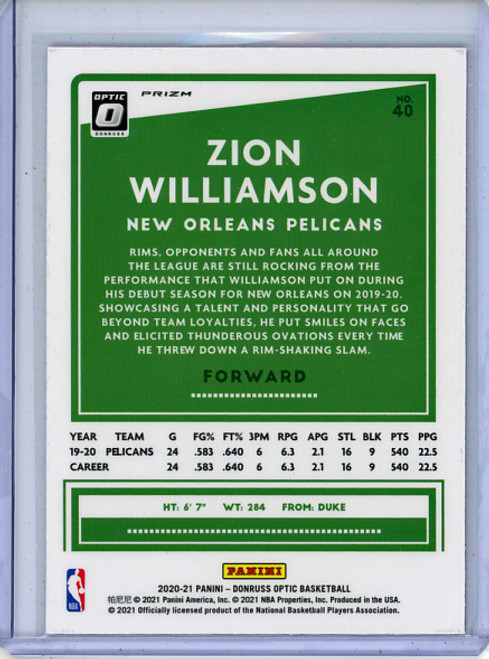 Zion Williamson 2020-21 Donruss Optic #40 Hyper Pink (2)