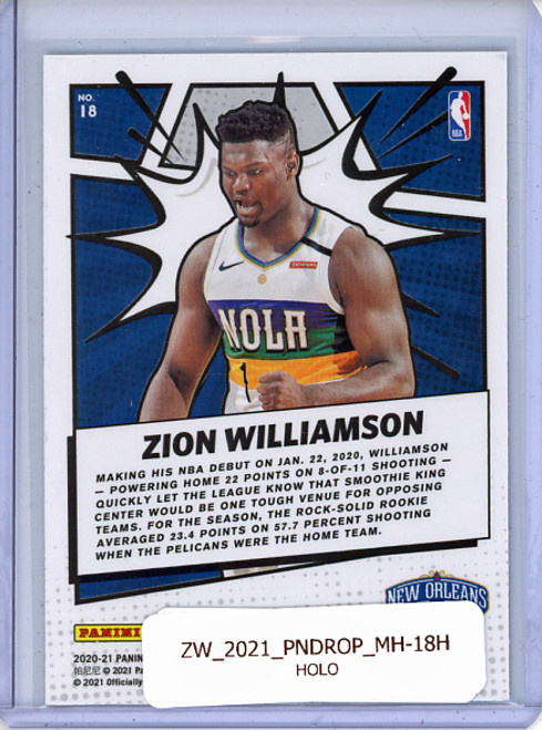 Zion Williamson 2020-21 Donruss Optic, My House #18 Holo