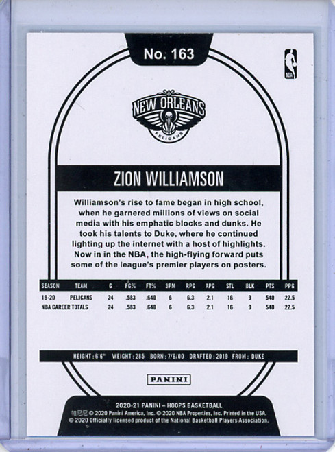 Zion Williamson 2020-21 Hoops #163 Purple Explosion (2)