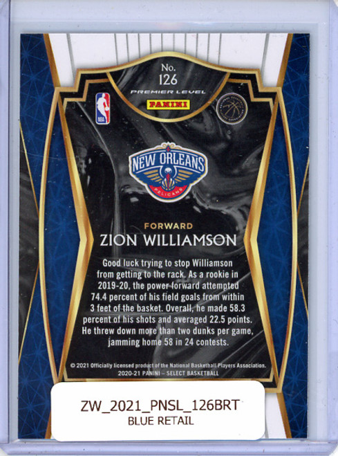Zion Williamson 2020-21 Select #126 Premier Level Blue Retail