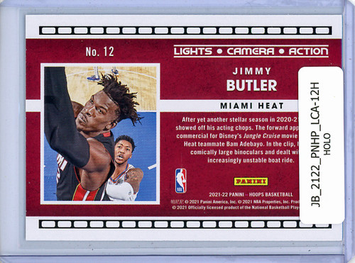 Jimmy Butler 2021-22 Hoops, Lights Camera Action #12 Holo