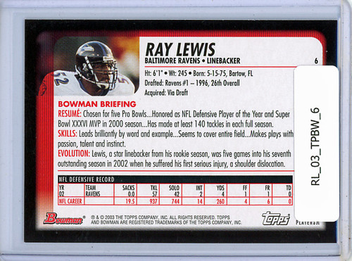 Ray Lewis 2003 Bowman #6