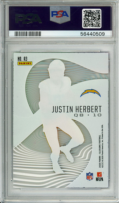 Justin Herbert 2020 Illusions, Astounding #A3 Emerald PSA 9 Mint (#56440509)